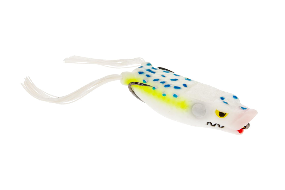 Frog Factory Boom Boom hollow body popping frog mouth action attracts bass in thick cover for explosive strikes.