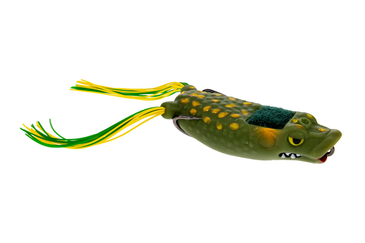 Frog Factory Boom Boom Poppin' Frog front view shows topwater pop for bass attraction