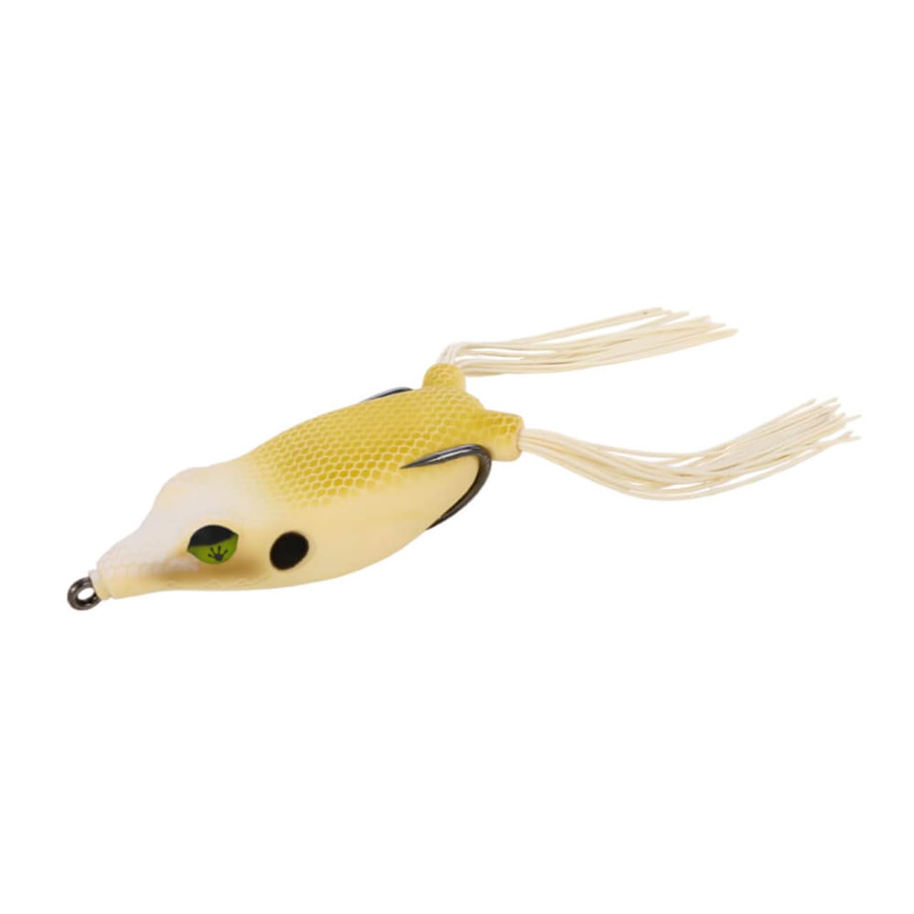 Frog Factory Sonic Boom 70 Bone topwater lure with soft body and flash legs for bass