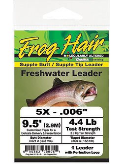 Frog Hair supple butt and supple tip tapered leader for stealthy, drag-free lure presentation.