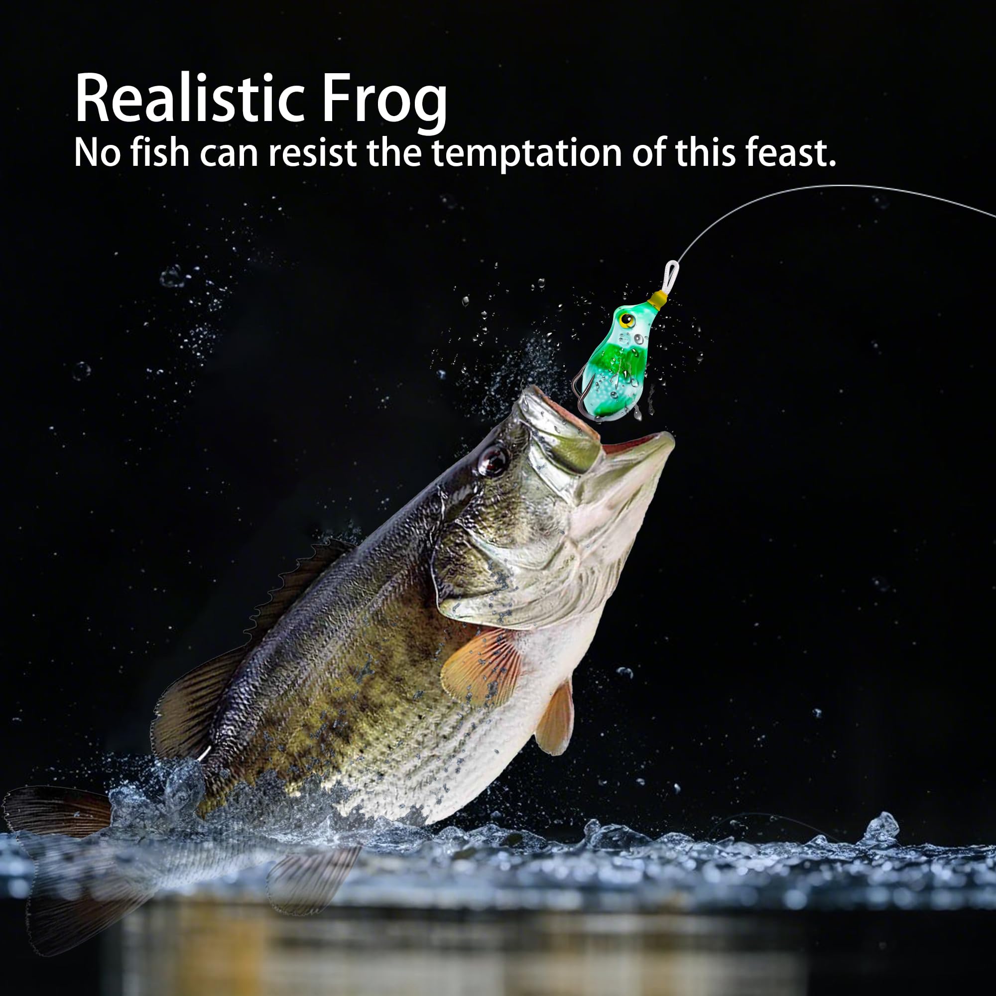 Stainless steel hook on frog lure