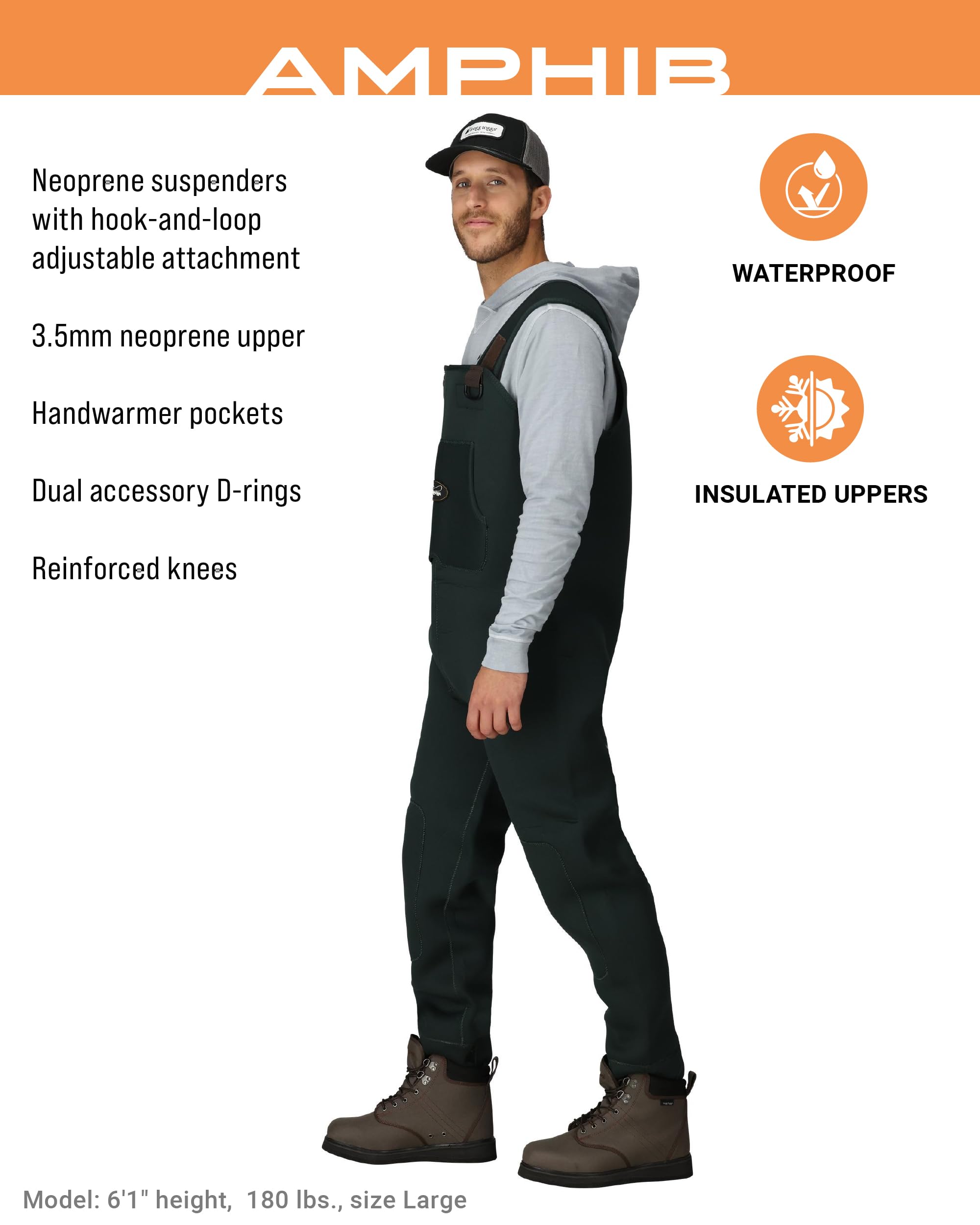 FROGG TOGGS Amphib wader high-back design keeps you dry in deeper water