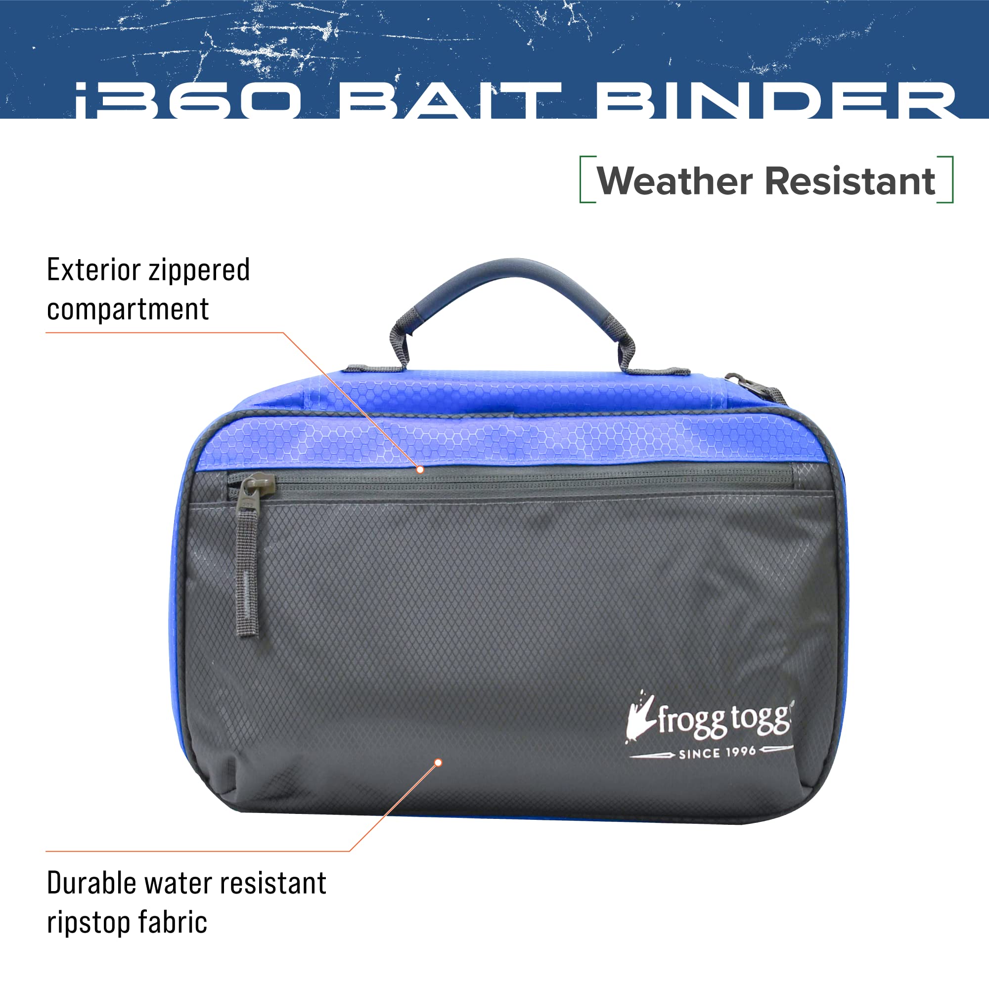Frogg Toggs bait binder interior clear pockets organize hooks and weights.