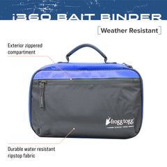 Frogg Toggs bait binder interior clear pockets organize hooks and weights.