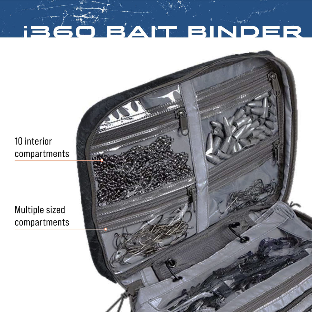 Frogg Toggs bait binder zippered sleeves keep baits separated and ready.