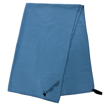 Frogg Toggs Beach-Camp microfiber towel folded for travel and quick drying.