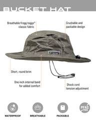 FROGG TOGGS bucket hat shock cord adjustable secures fit in wind