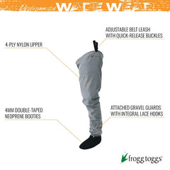 Frogg Toggs Canyon II neoprene booties provide warmth and splash protection.
