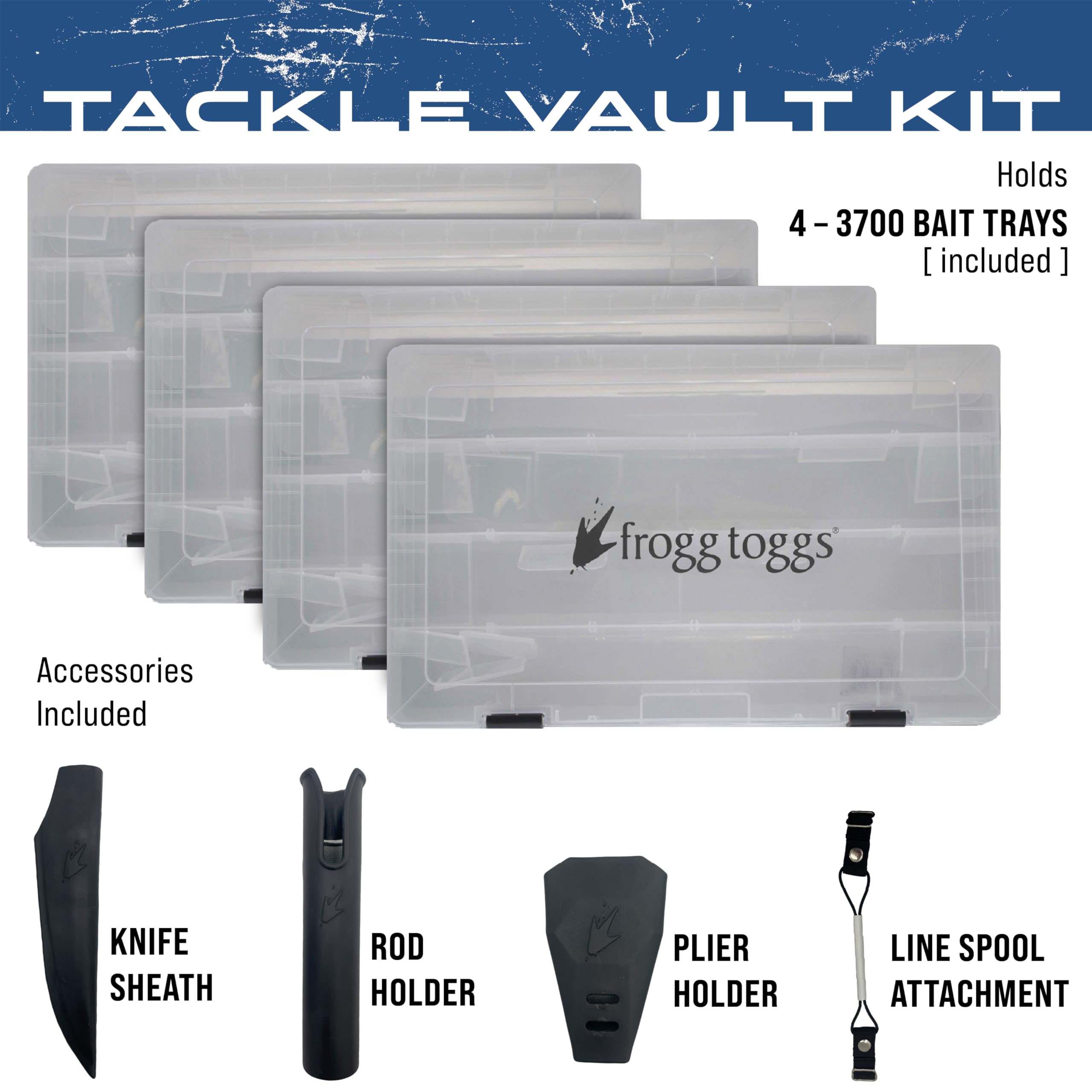 FROGG TOGGS EVA Tackle Vault Tote accessories attached for plier and knife holders