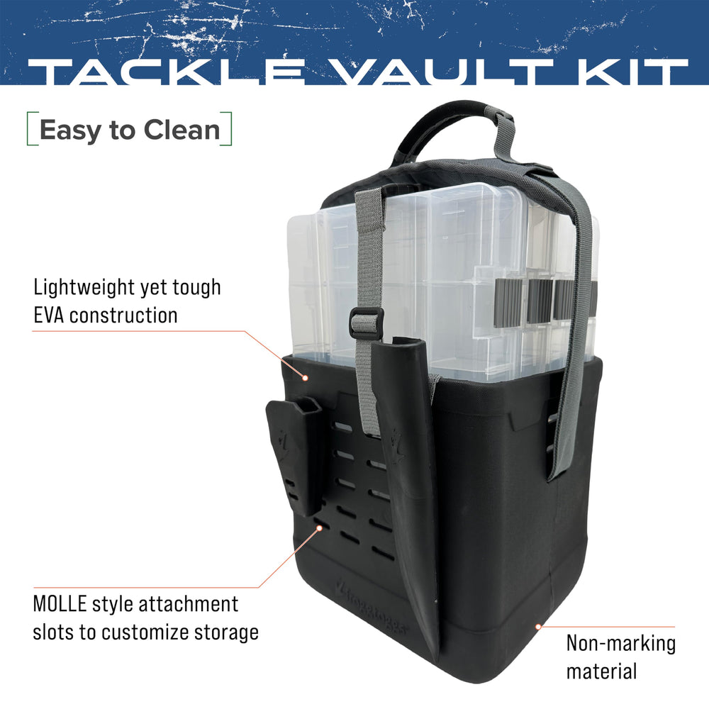 FROGG TOGGS EVA Tackle Vault Tote interior with 4-3700 trays for organized tackle.