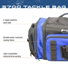 FROGG TOGGS heavy duty tackle duffle open compartments organize tackle boxes