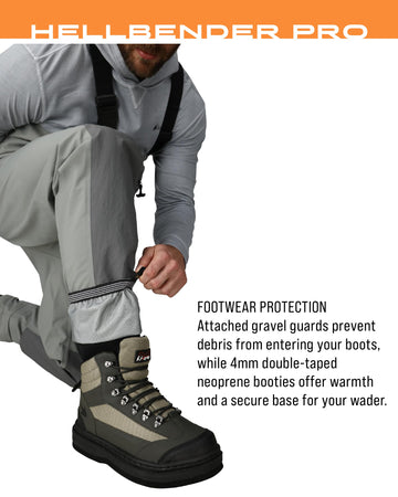 Frogg Toggs Hellbender Pro front pocket demonstrates secure storage on wade days.