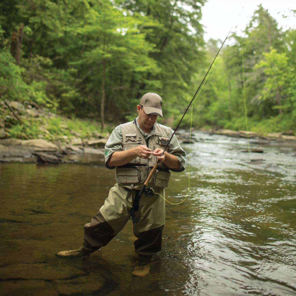 FROGG TOGGS Hellbender ToadSkinz vest with gear keeper and D-rings in action