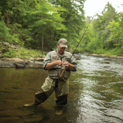 FROGG TOGGS Hellbender ToadSkinz vest with gear keeper and D-rings in action