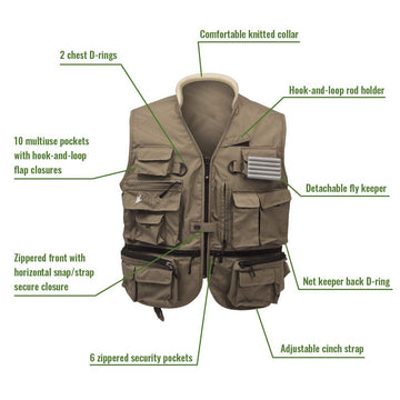 FROGG TOGGS Hellbender ToadSkinz vest side view shows hands-free storage and accessible pockets