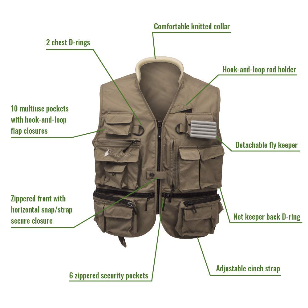 FROGG TOGGS Hellbender ToadSkinz vest side view shows hands-free storage and accessible pockets