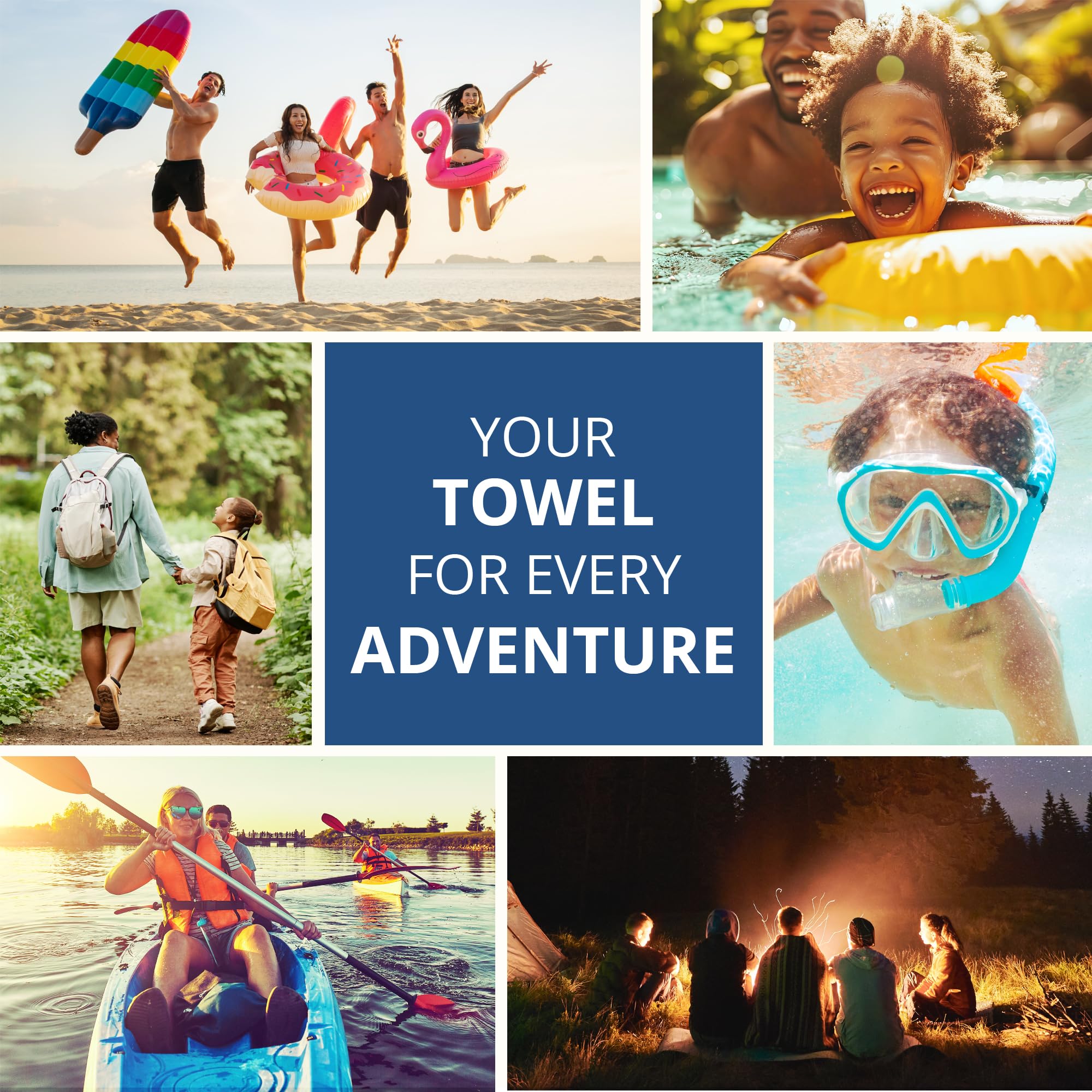 Frogg Toggs towel outdoors, ready for travel, camping, or post-swim dry-off.