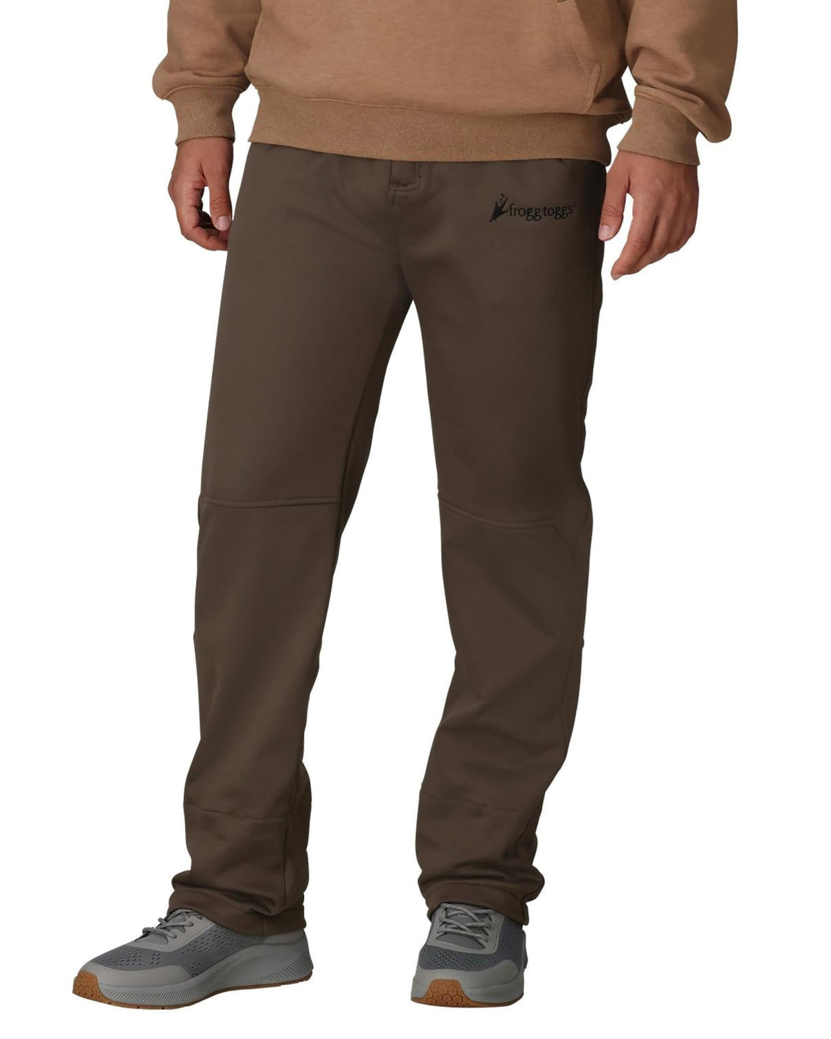 FROGG TOGGS Refuge wader pant front view brown for warm, lightweight fishing comfort.