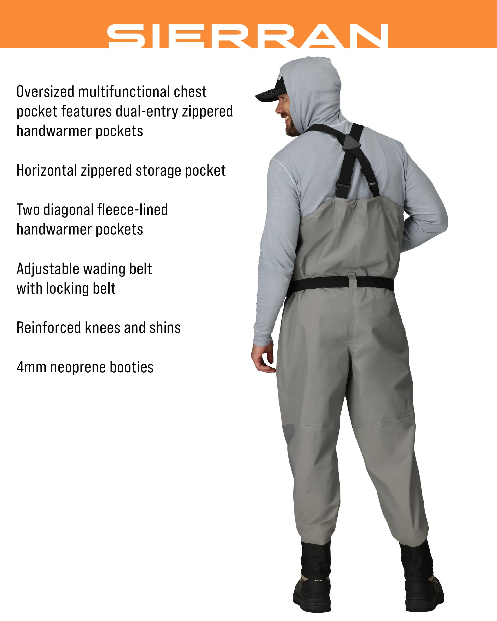 Frogg Toggs Sierran Dura-Span chest pocket offers expandable storage on the river.