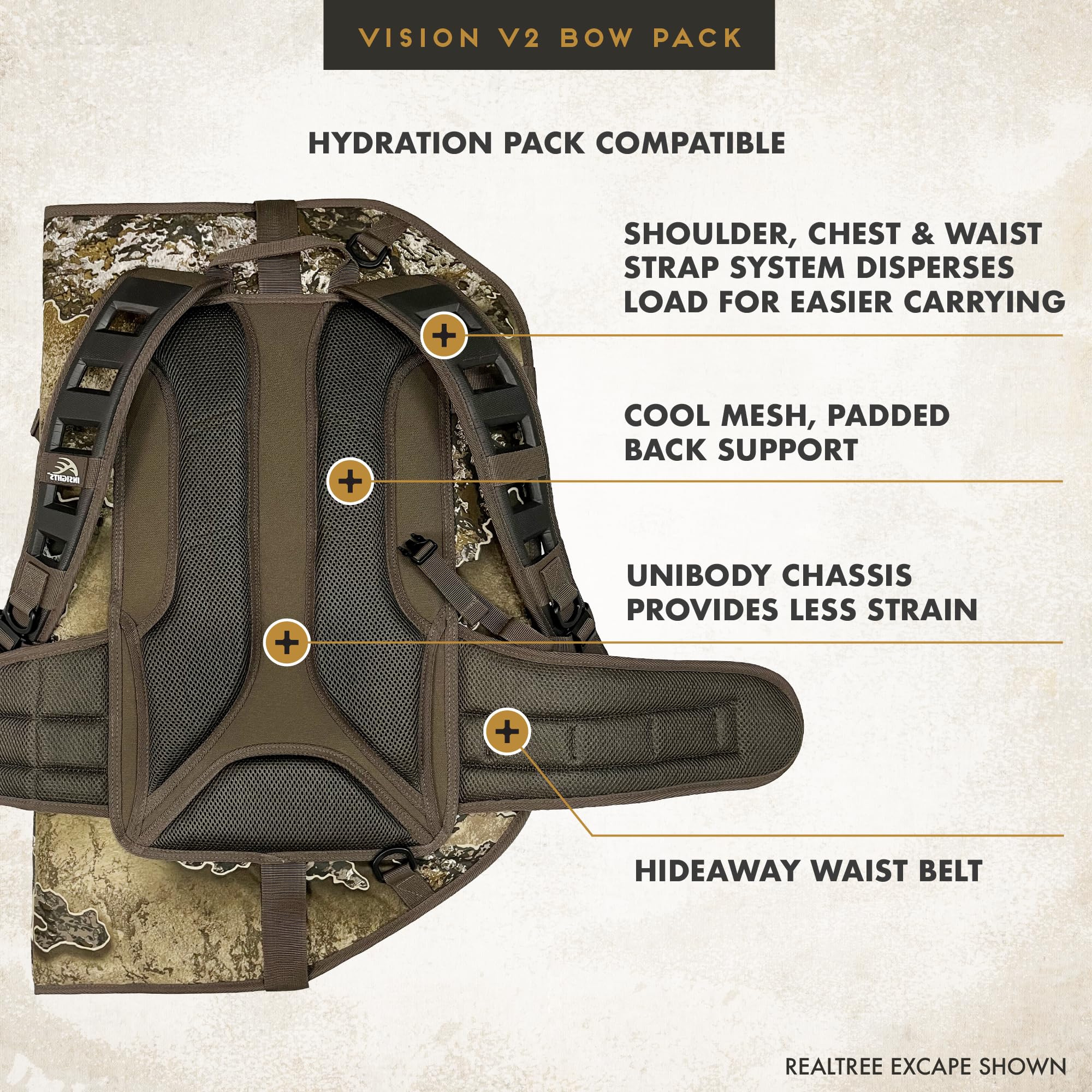 Frogg Toggs V2 Vision Bow Pack Realtree APX camouflage in forest scene