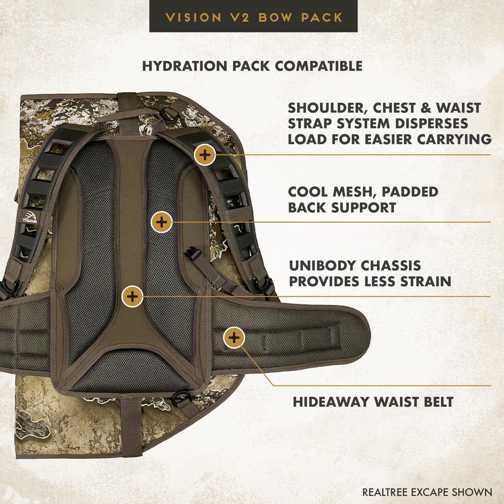 Frogg Toggs V2 Vision Bow Pack Realtree APX camouflage in forest scene