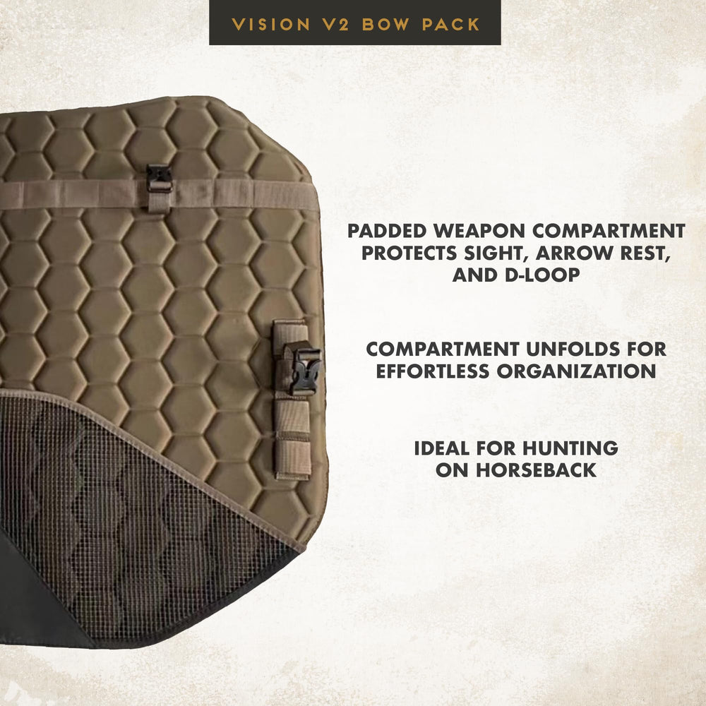 Frogg Toggs V2 Vision Bow Pack mounted for tree stand accessibility