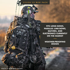 Frogg Toggs V2 Vision Bow Pack TS3 front panel with flexible storage options