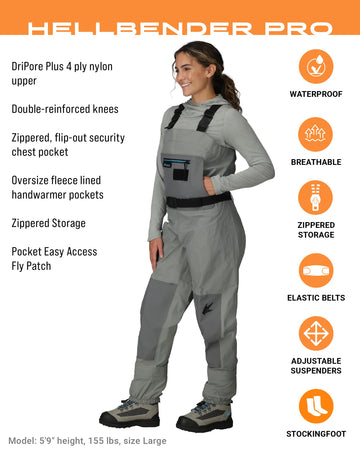 FROGG TOGGS Hellbender Pro with X-Back suspenders for improved comfort on long days