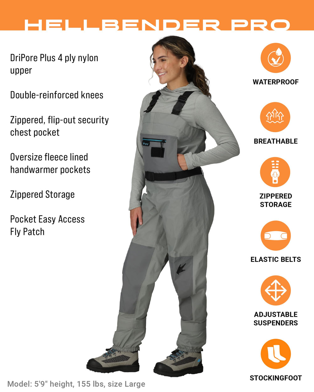 FROGG TOGGS Hellbender Pro with X-Back suspenders for improved comfort on long days