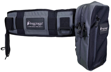 FROGG TOGGS Pursuit Wading Belt with quick-access pockets for tackle on the riverbank.
