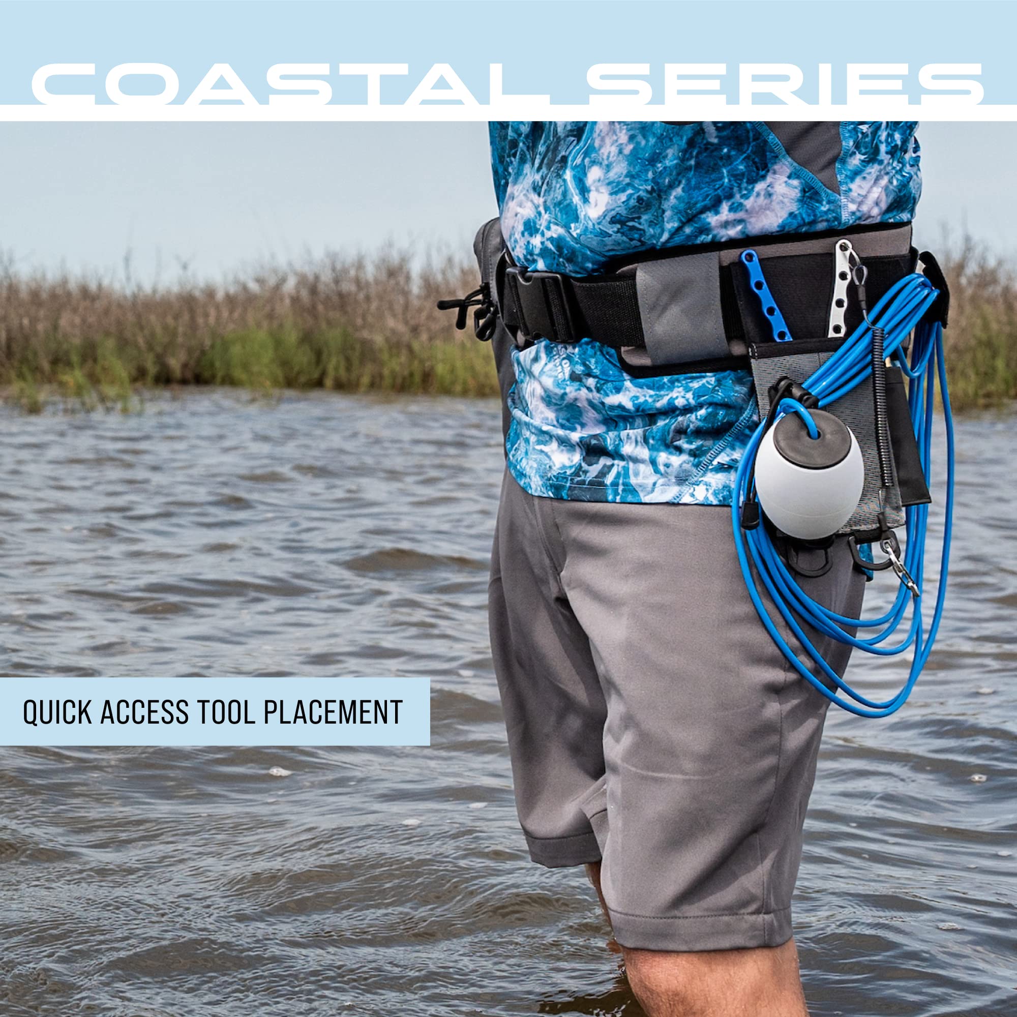 FROGG TOGGS Pursuit Wading Belt highlighting stringer cinch for safety and control.