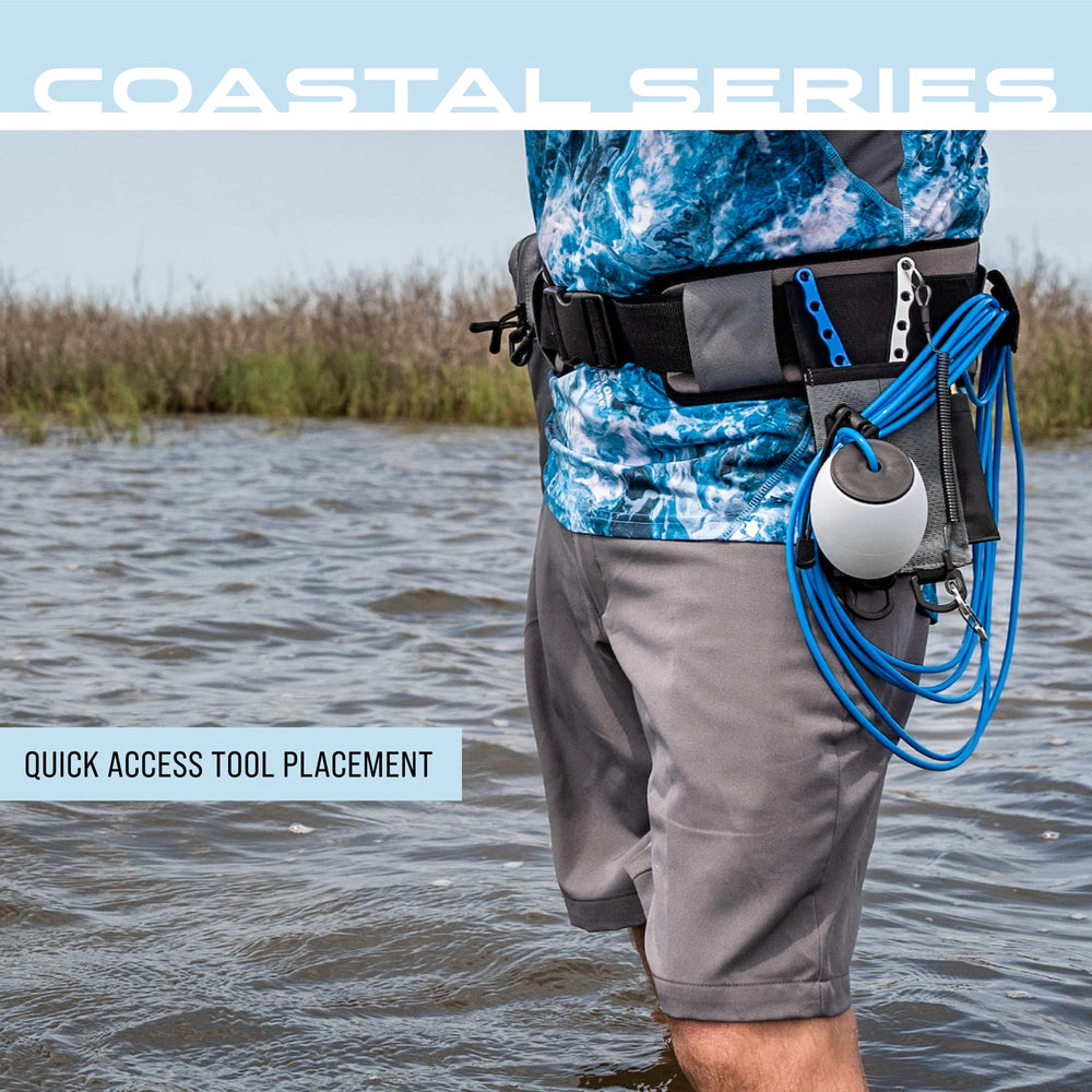 FROGG TOGGS Pursuit Wading Belt highlighting stringer cinch for safety and control.