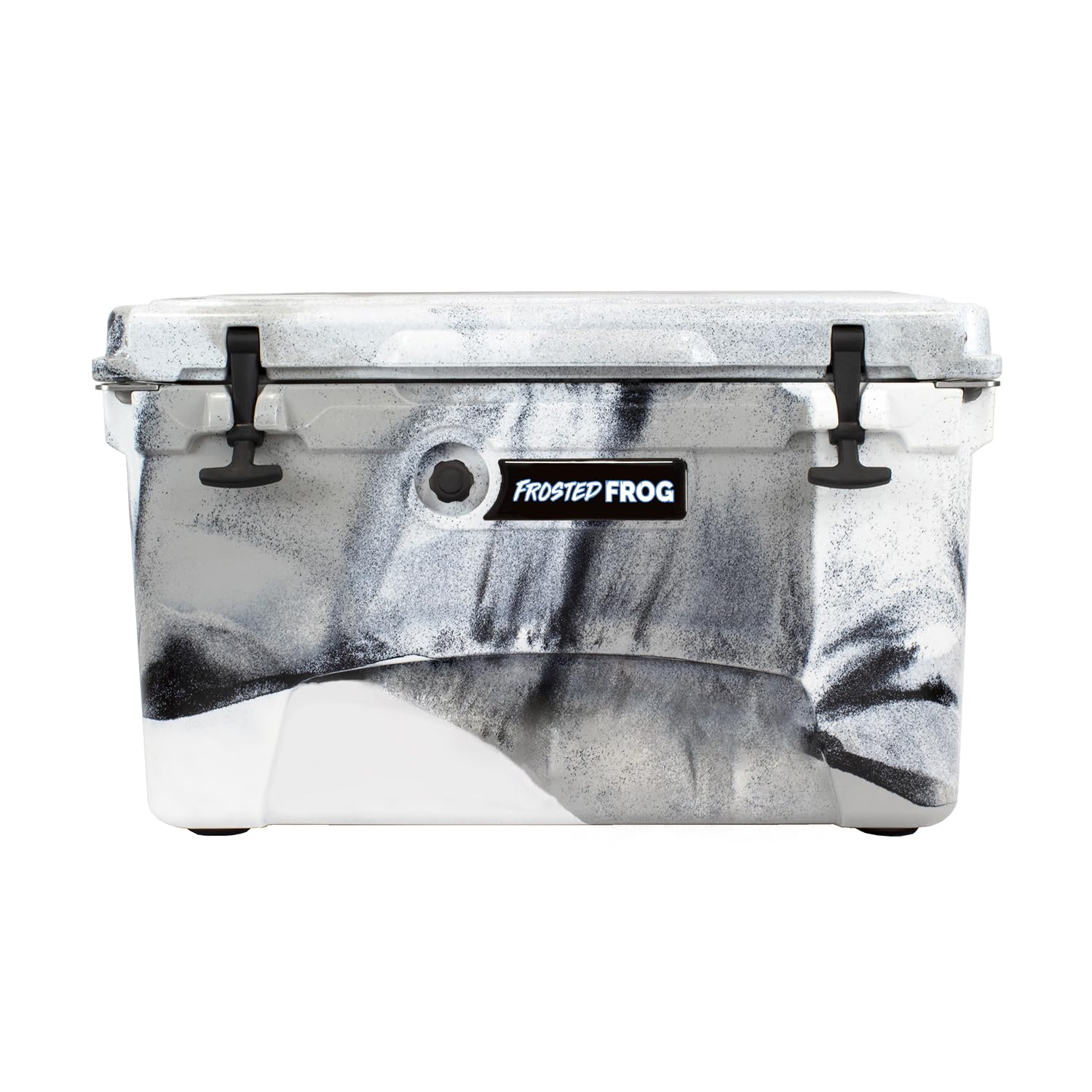 Frosted Frog 45-qt camo ice chest exterior for rugged outdoor cooling.