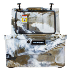 Frosted Frog Desert Camo ice chest side panel, rugged construction for harsh environments