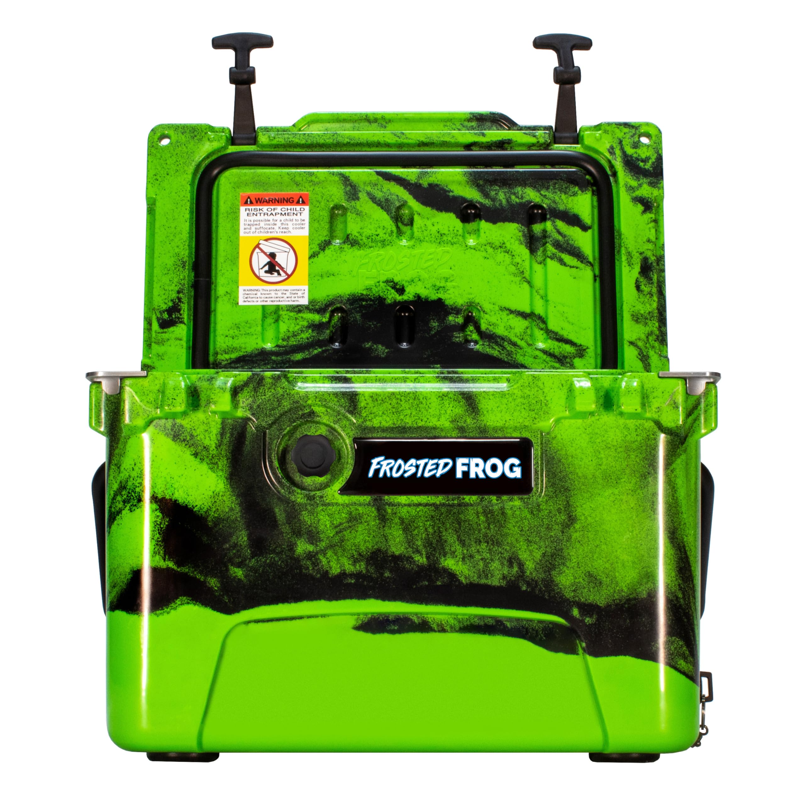 Frosted Frog ice chest showcases heavy-duty insulation for longer cold retention.