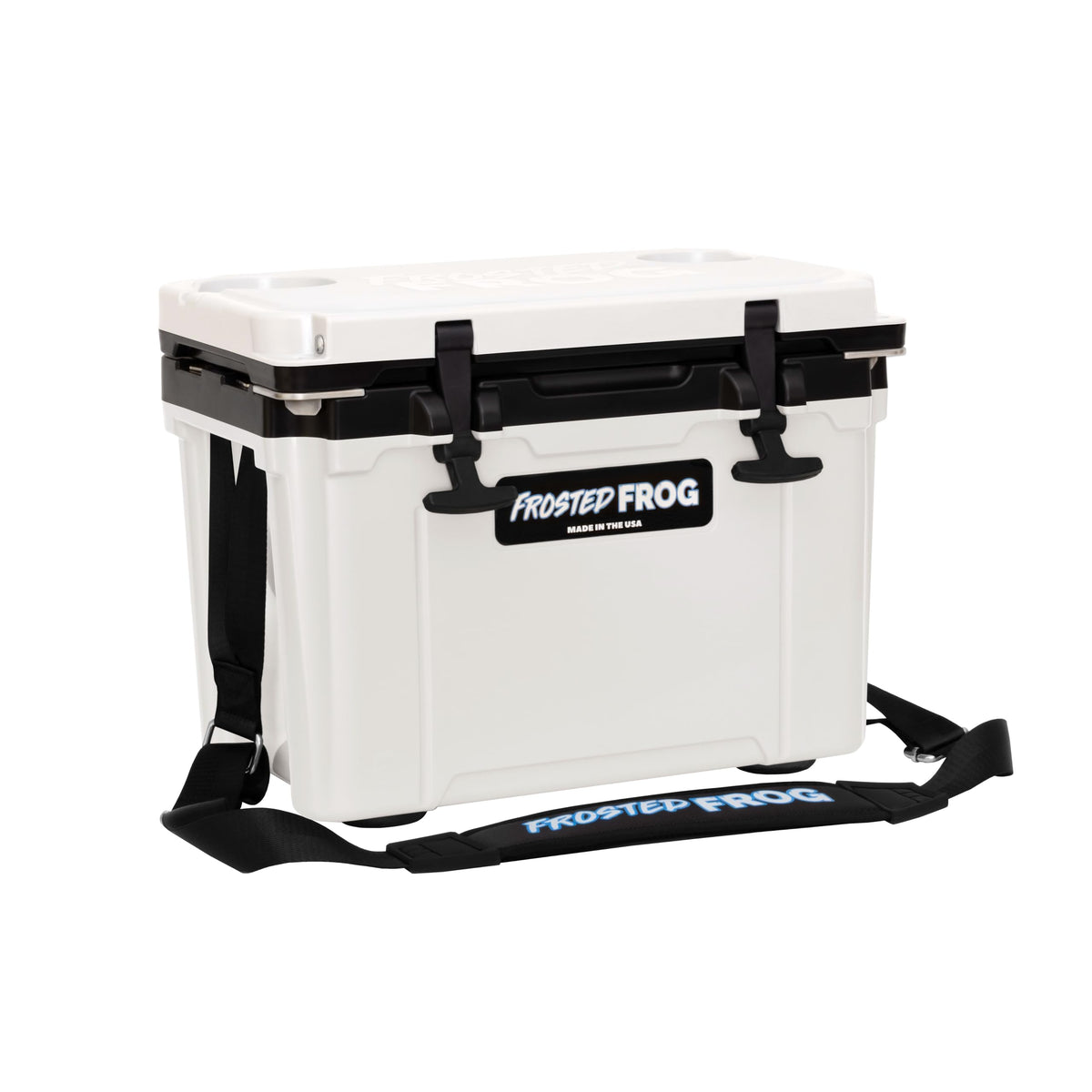 Frosted Frog Hyper-Light 14QT cooler front view, lightweight design for easy beach days
