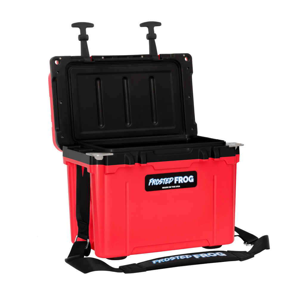 Frosted Frog Hyper-Light 14QT cooler interior view with 14-quart capacity for picnics.