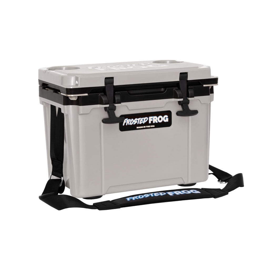 Frosted Frog Hyper-Light 14QT exterior view with rugged latches for outdoor use.