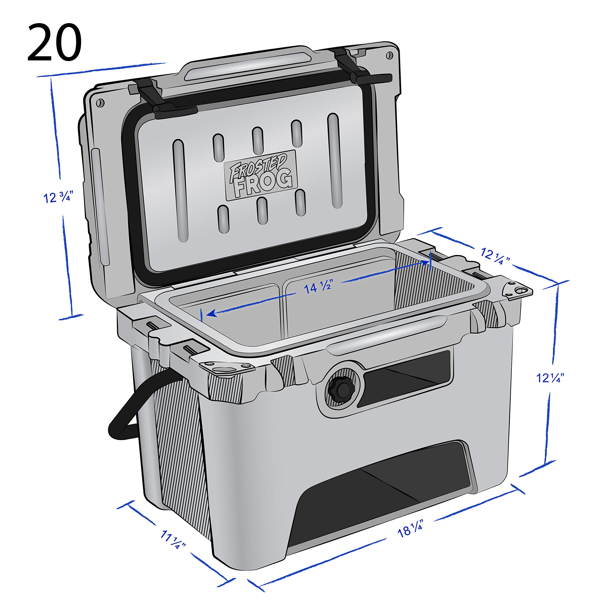 Molded tie-down slots on Frosted Frog cooler to secure during transport.