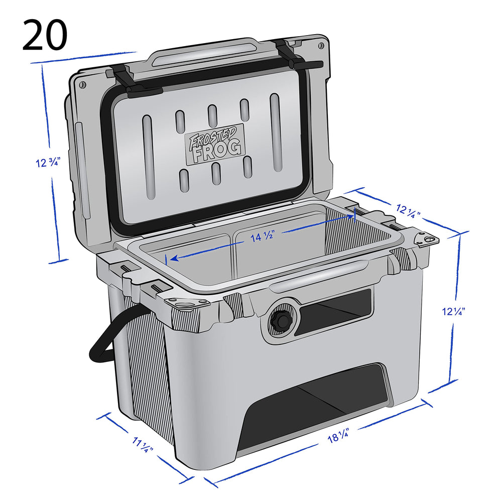Molded tie-down slots on Frosted Frog cooler to secure during transport.