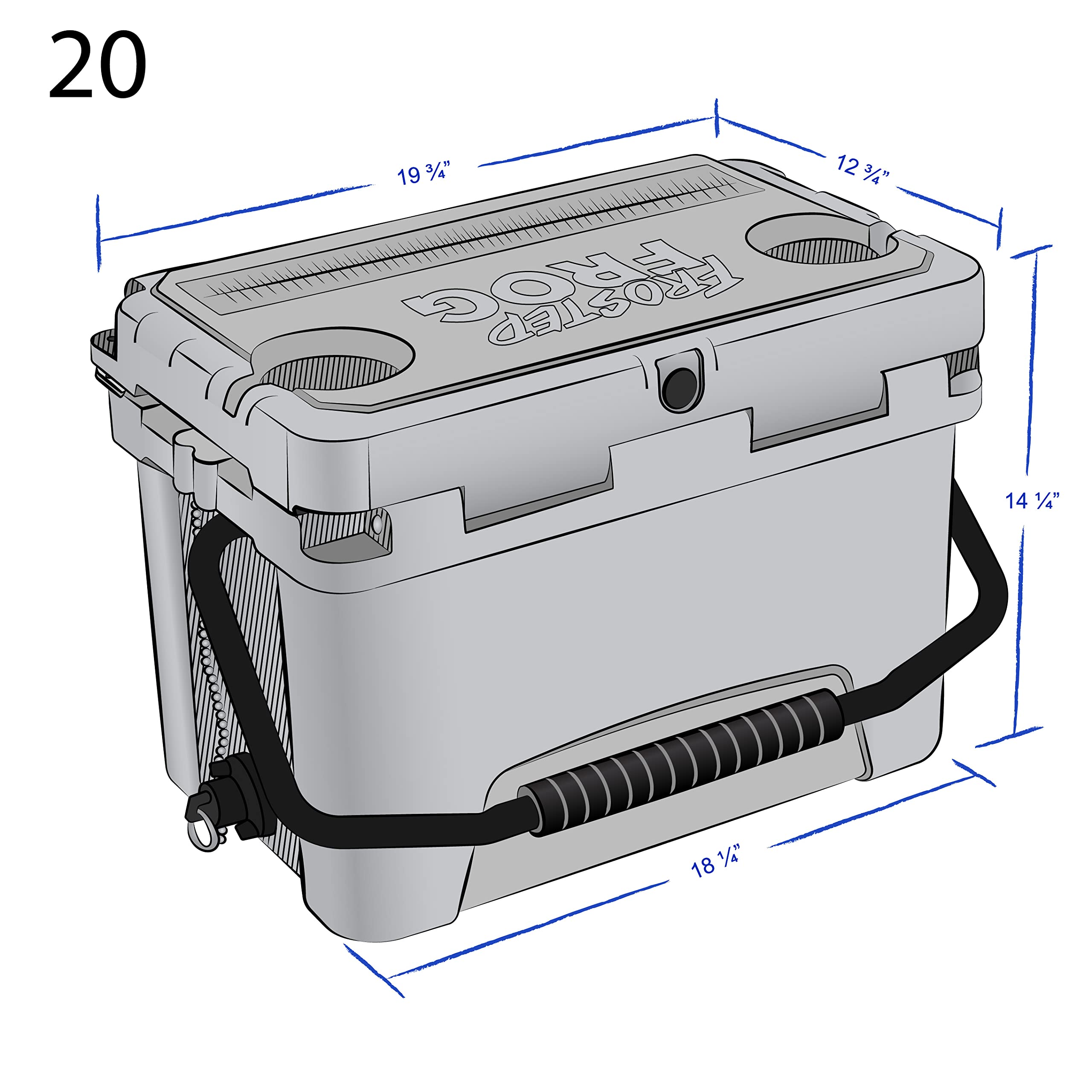 Recessed no-leak drain plug on Frosted Frog cooler for quick draining.