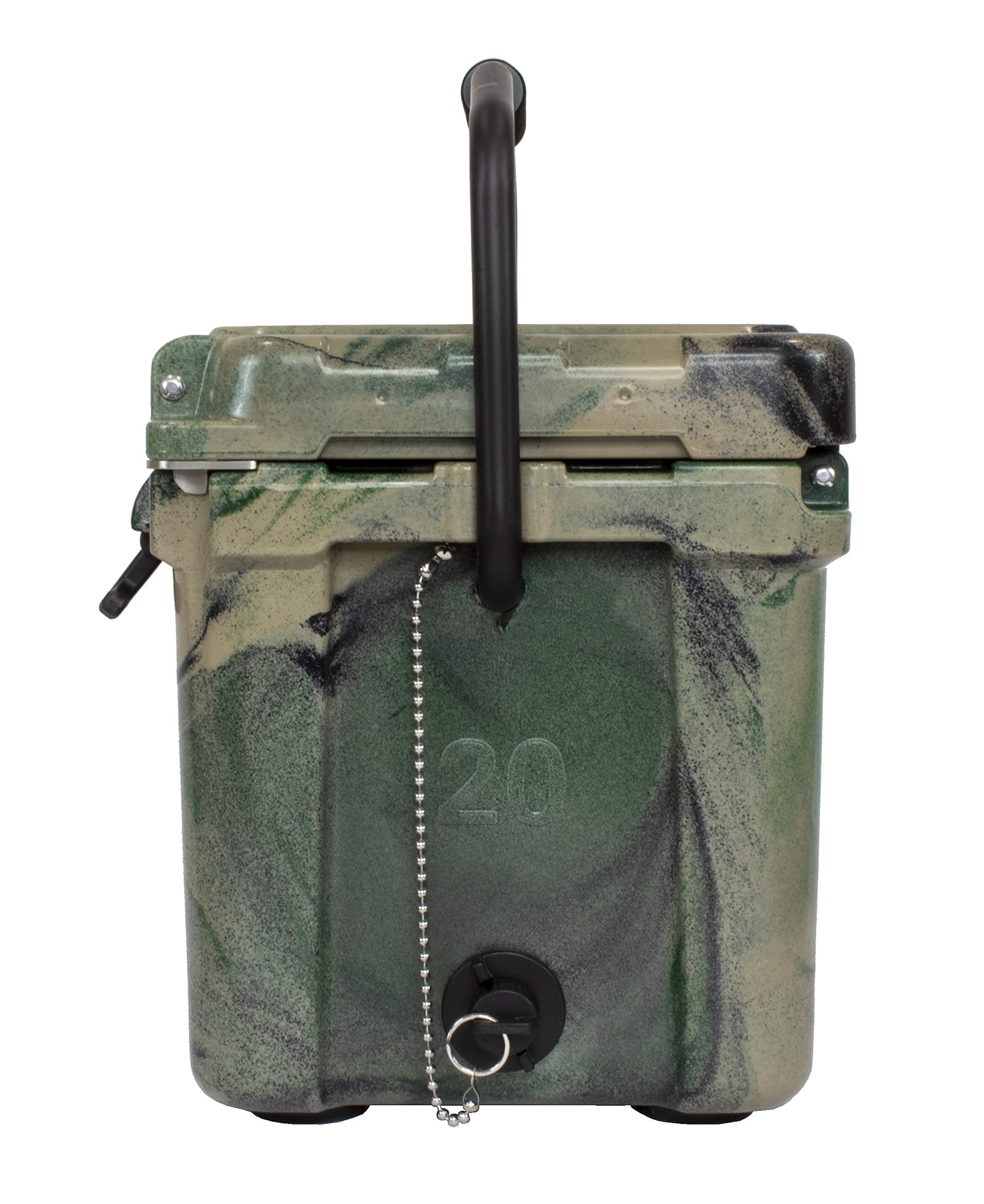 Frosted Frog ice chest comfort-grip handle eases transport at outdoor events