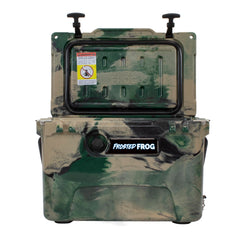 Frosted Frog camouflage cooler insulation preserves ice for longer outdoor use