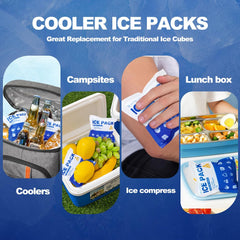FrostIris blue ice pack camping scene demonstrates portable cooling outdoors.