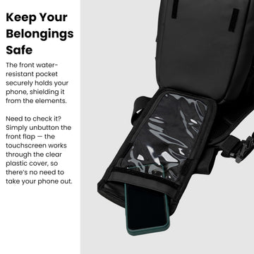 Frosty Peaks chest rig black credit cash pocket for valuables.
