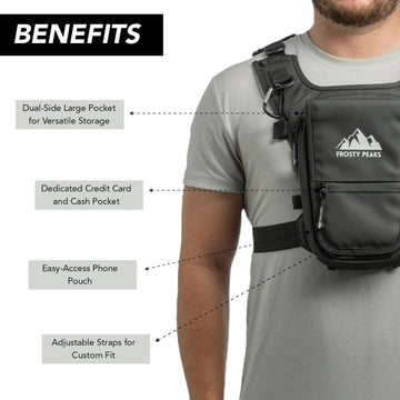 Frosty Peaks chest rig black ergonomic design for comfortable motion.