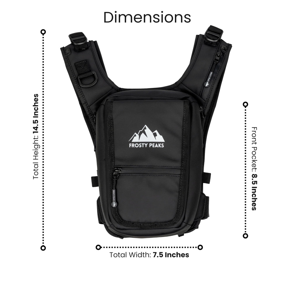 Frosty Peaks chest rig black on-trail use for stability.