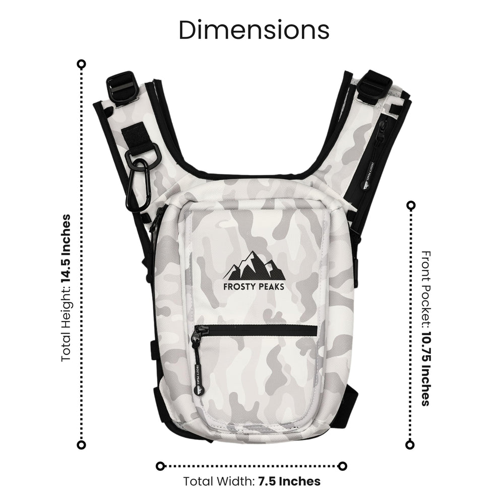 FROSTY PEAKS Ride Pack in action on a snowy trail shows hands-free convenience