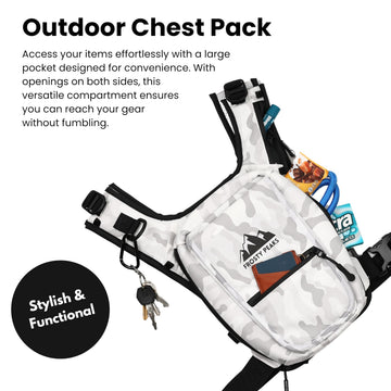 FROSTY PEAKS Ride Pack adjustable straps provide a secure fit over layers
