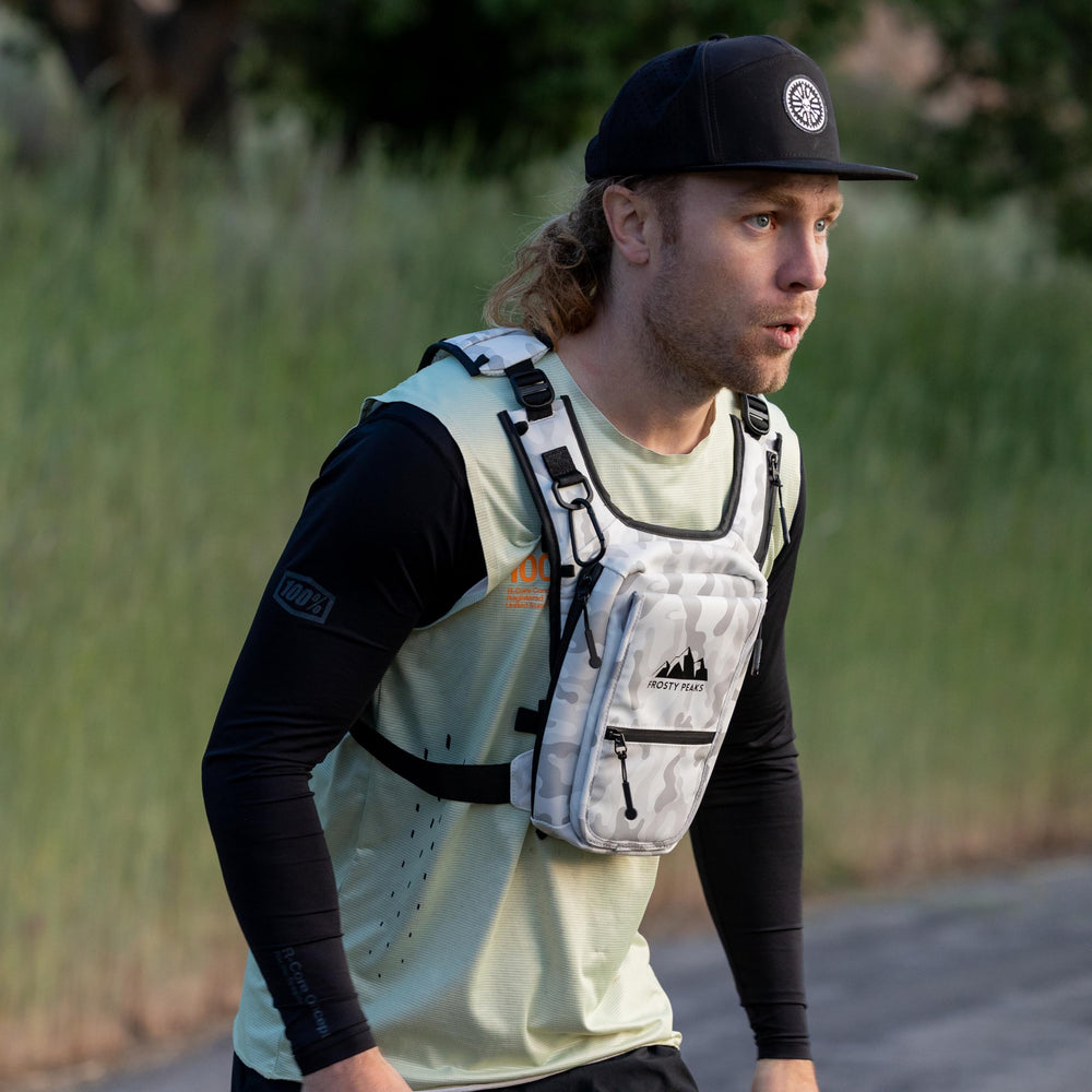 FROSTY PEAKS Ride Pack dual-side pockets organize gear for outdoor runs